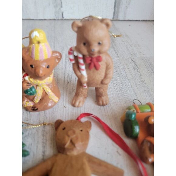 Unique bear candy cane camper variety teddy bear set Xmas ornament decor - Picture 5 of 9